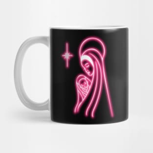 Pink Neon Virgin Mary and Jesus Mug